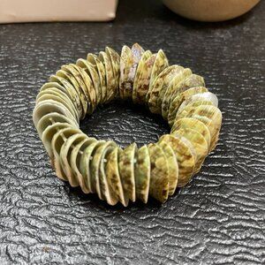 Mini Baby Abalone Green and Silver Seashell Bracelet Size 6.5" - 10" NWT (334)